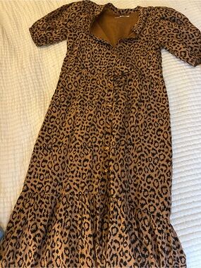 India Collection Leopard Print Button-Front Maxi Dress in Brown and Black